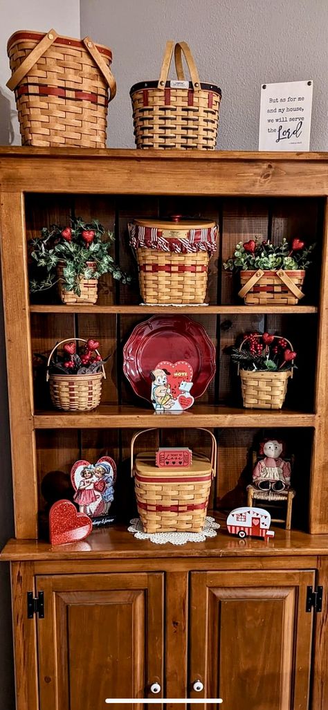 Decorating With Longaberger Basket Ideas, Decorating With Longaberger, Longaberger Basket Ideas, Decorate With Baskets, Cane Baskets, Longaberger Baskets, Farmhouse Style Living Room, Basket Decor, Winter Decorating