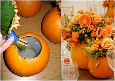 How to DIY Fab Pumpkin Vase or Planter #diy, #homedecor, #centerpiece, #autumn Outside Fall Decor, Pumpkin Planter, Pumpkin Vase, Pumpkin Ornament, Diy Halloween Decor, Fall Planters, Deco Nature, Pumpkin Flower, Zucca Halloween