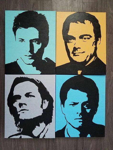 Castiel And Crowley, Sketches Watercolor, Supernatural Drawings, Supernatural Actors, Easy Painting Ideas On Canvas, Easy Painting Ideas, Custom Background, Supernatural Art, Supernatural Pictures