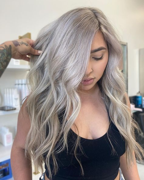 Ash blonde hair is all about that cool, smoky vibe that brings a touch of sophistication to any look. It's a fantastic option if you're aiming to swit... Icy Ash Blonde Hair, Ash Blonde Hair Ideas, Blonde Styles, Purple Blonde Hair, Purple Blonde, Light Ash Blonde Hair, Ashy Hair, Blonde Hair Ideas, Ashy Blonde