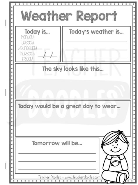 Weather Report For Kids, Teacher Doodles, Weather Lesson Plans, Teaching Weather, Weather Lessons, English Grammar Exercises, Weather Chart, School Material, Grammar Exercises