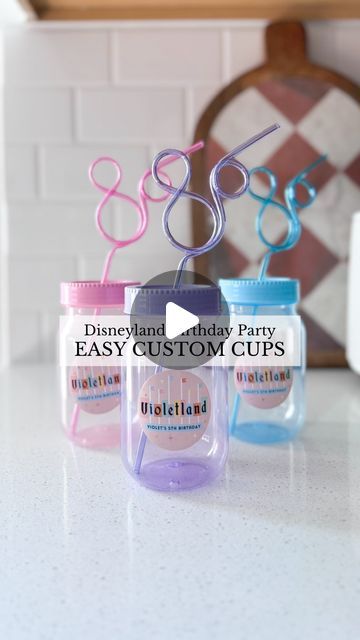 Sierra Miller | Content Creator on Instagram: "I turned these @dollartree cups into custom cups for my daughter’s Disneyland birthday party! 🏰

Comment SHOP to get links for the mouse straws🔗

Logo removed with fingernail polish remover. Be sure to give them a good wash after! These cups are probably not available at Dollar Tree anymore but they always have great cups that can easily be customized. Stickers designed and ordered through @canva ✨
.
.
.
.
.
.
#disney #disneybirthday #disneylandbirthday #disneyparty #disneybirthdayparty #disneydiy #dollartreefinds #dollartreediy #dollartreecrafts" Disneyland Birthday Party, Customized Stickers, Party Favor Cups, Disneyland Birthday, Disney Birthday Party, Dollar Tree Finds, Fingernail Polish, Disney Birthday, Custom Cups