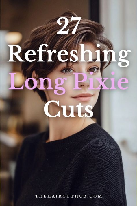 Click for More ➡️ | Save for Later ❤️Stay ahead of the style game with 27 refreshing long pixie cuts featuring layered textures and flattering natural hair colors. Short hair, big impact! #HairGoals #PixieInspo The Back Of Short Haircuts, 360 Pixie Haircut, Pixie Hairstyles 2025, Hair Colors Short Hair, "bixie" Haircut 2024, Styling Pixie Cut, Longer Pixie Cut, Long Pixie Hair, Pixie With Long Bangs