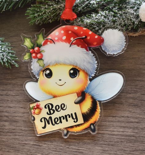 Bee Christmas Ornament Diy, Christmas Bumble Bee, Bee Ornaments, Christmas Bee, Honey Bee Decor, Bee Boxes, Bee Cards, Bee Decor, Bee Theme