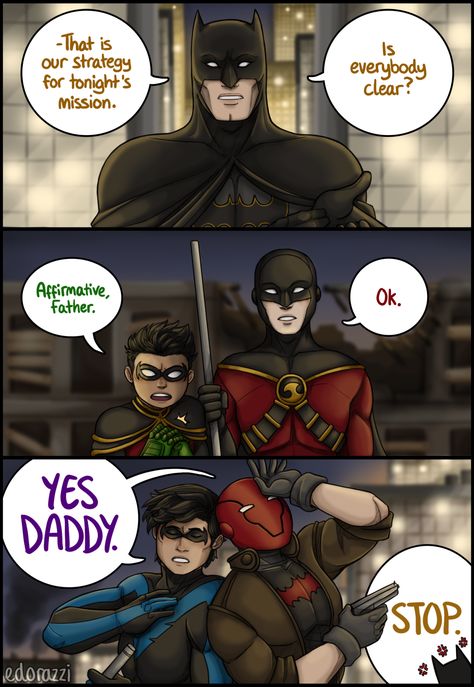 Spiderman Meets Batman, Dc Comics Funny, Superman X Batman, Robin Comics, Batfamily Funny, Superman X, Teen Titans Fanart, Wayne Family, Univers Dc