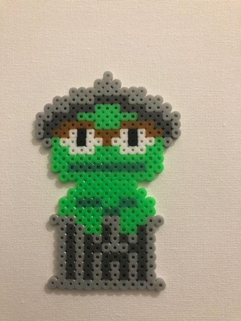 Medium Size Perler Bead Patterns, Perler Beads Without Black, Character Perler Beads, Weird Perler Beads, Character Perler Bead Patterns, Big Perler Beads, Perler Beads Characters, Oscar The Grouch Perler Beads, Retro Perler Bead Patterns