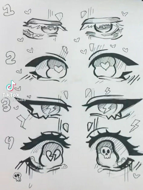 Art Sketchbook Step By Step, Hair From Different Angles Drawing, Kawaii Drawing Reference, Eyes Art Styles, Cool Doodle Art, Eyes Closed Drawing, Easy Eye Drawing, Eye Drawings, Different Eyes