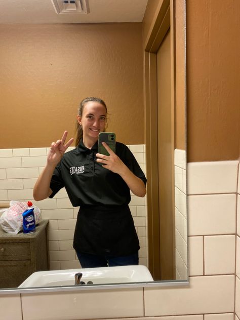 Made $150 in tips! Work outfit, rosatis, restaurant, server hairstyle, mirror seflie, fit check, all black clothes, pizza cook All Black Clothes, Restaurant Server, Black Clothes, Fit Check, Family Business, The Family, Daily Life, Work Outfit, All Black