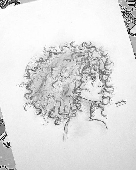 Rapper Paintings, Female Hairstyles Drawing, Hair Drawings, Hairstyles Drawing, Female Hairstyles, Curly Hair Drawing, Hair Sketch, Easy Drawings Sketches, Arte Sketchbook