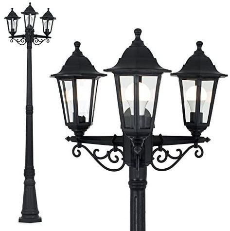 Traditional Victorian Style 2.2m Black 3 Way IP44 Outdoor Garden Lamp Post Light: Amazon.co.uk: Garden & Outdoors Outdoor Lamp Post, Outdoor Lamp Post Lights, Garden Exterior, Patio Lamp, Victorian Lamp, Garden Lamp Post, Outdoor Lamp Posts, New Victorian, Traditional Lanterns