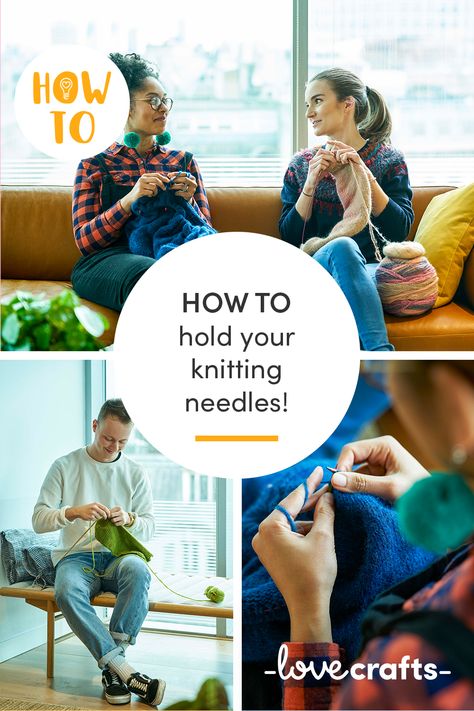 How To Hold Knitting Needles, Knitting Learning, Knitting Basics, Casting On, Start Knitting, Crochet Tutorials, How To Start Knitting, Love Craft, Knitting Techniques