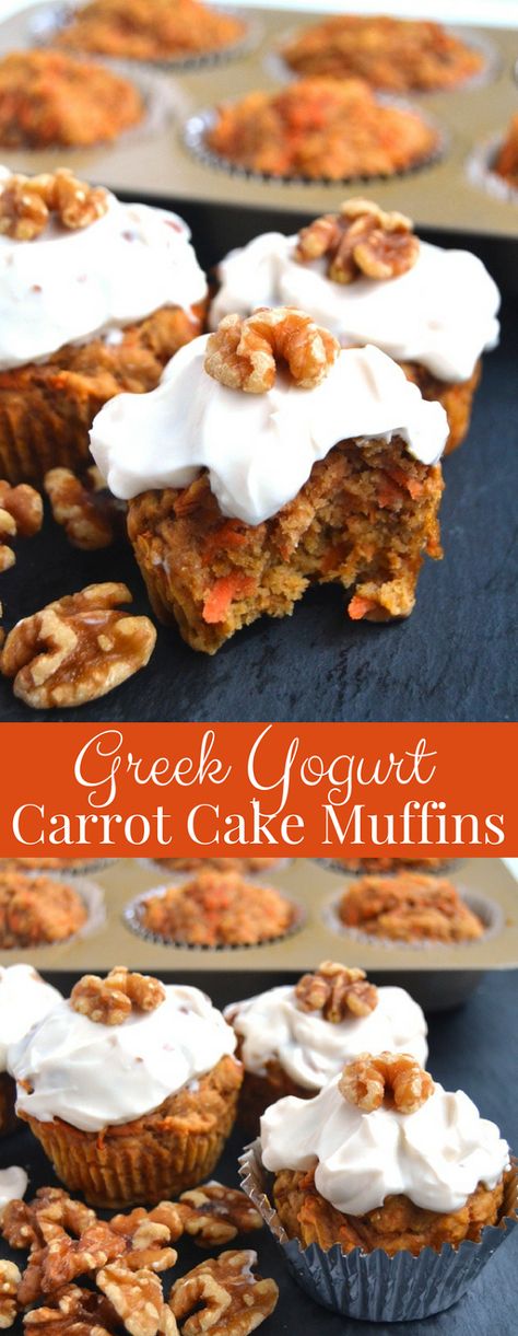 Greek Yogurt Cream Cheese, Healthy Cupcake Recipes, Yogurt Cream Cheese, Muffins Breakfast, Yogurt Muffins, Carrot Cake Muffins, Healthy Carrot Cakes, Carrot Muffins, Healthy Greek Yogurt