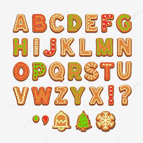 Alphabet Gingerbread Christmas Decoration Design Set Gingerbread Alphabet, Alphabet Decoration, Promotion Decoration, Alphabet Cookies, Colorful Alphabet, Gingerbread Christmas Decor, Gingerbread Decorations, Christmas Tree Branches, Christmas Cover