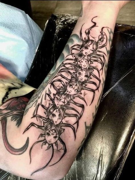 Centipede Drawing Tattoo, Centipede Tattoo, Tattoo Face, Saved Tattoo, Sick Tattoo, Tattoos For Women Half Sleeve, Bad Tattoos, 3d Tattoos, Tattoo Style Drawings