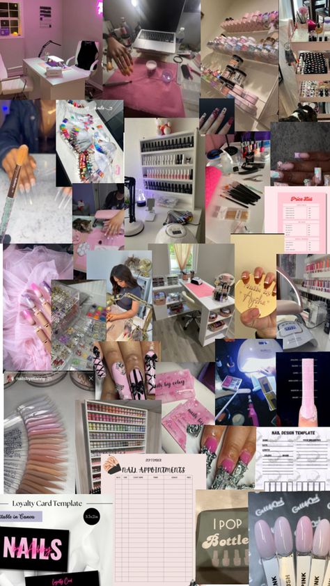 nail tech , nails , technician, nail technician, nail salon , dream , goal Nail Tech Station At Home, Nails Technician, Nail Technician Room, Nail Tech Nails, Tech Nails, Nail Room Ideas, Tech Room, Loyalty Card Template, Business Nails