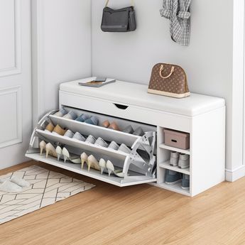 Shoe Rack Hallway, Wooden Shoe Cabinet, Furnitur Ruang Keluarga, Shoe Cupboard, Closet Shoe Storage, Wooden Shoe Racks, Wooden Shoe, Shoe Bench, Rack Design