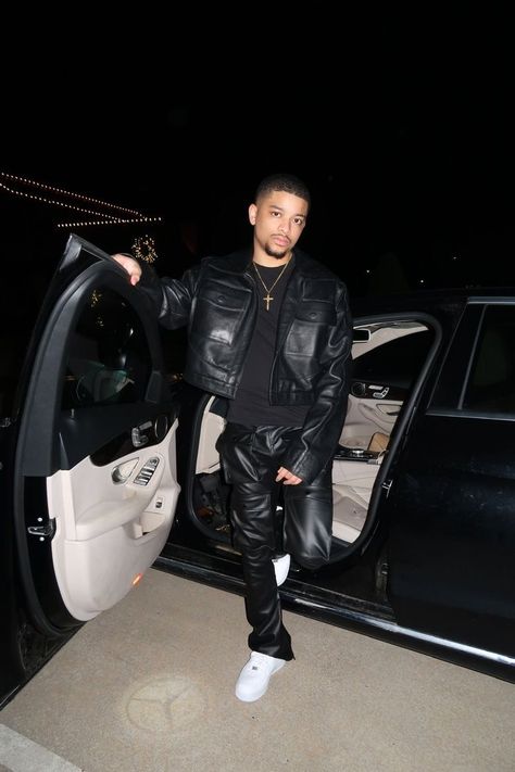 Men Bday Outfit, Leather Pants Men Aesthetic, All Black Outfit For Work Men, Men’s Leather Pants Outfit, Men Leather Pants Outfits Street Styles, Fitted Flare Leather Pants, Black Leather Pants Outfit Men, Men Leather Pants Outfits, Birthday Outfit Black Men