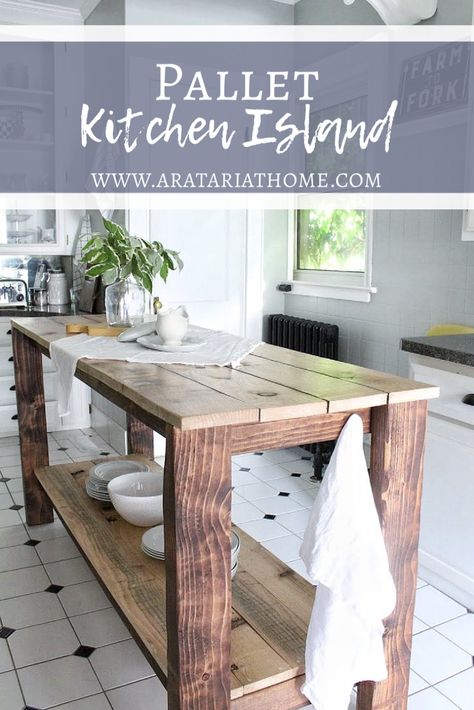 Farmhouse Island Kitchen, Decor Above Kitchen Cabinets, Pallet Kitchen Island, Rustic Meets Modern, Farmhouse Island, Unique Kitchen Design, Pallet Kitchen, Above Kitchen Cabinets, Rustic Kitchen Island