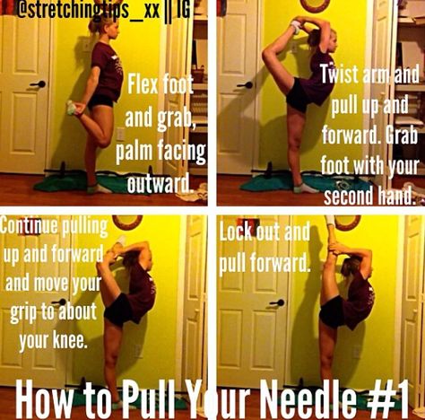 How to pull a needle Cheerleading Stunting, Ballet Flexibility, Cheer Flexibility, Cheer Stretches, Cheerleading Tips, Cheer Moves, Cheer Jumps, Cool Cheer Stunts, Cheerleading Workouts