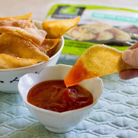 Fried Egg Roll Chips with Sweet and Sour Sauce » The Joy of an Empty Pot Fry Egg, Egg Roll Wraps, Fried Chips, Vegetarian Cookbook, Sweet And Sour Sauce, Egg Roll, Sweet And Sour, Egg Rolls, Perfect Side Dish