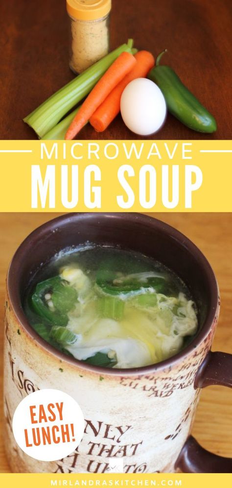 Mug Eggs Microwave, Microwave Lunch Recipes, Microwave Soup Recipe, Microwave Recipes Dinner, Healthy Microwave Meals, Meals In A Mug, Luscious Recipes, Microwave Mug Recipes, Microwave Pasta