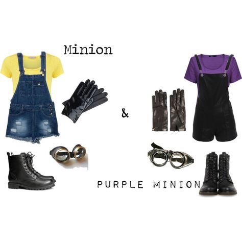 Despicable Me 2 Minion & Purple Minion Purple Minion Costume, Football Game Outfit Highschool, Minion Outfit, Purple Minion, Family Themed Halloween Costumes, Minion Costume, Diy Minions, Purple Minions, Minion Halloween