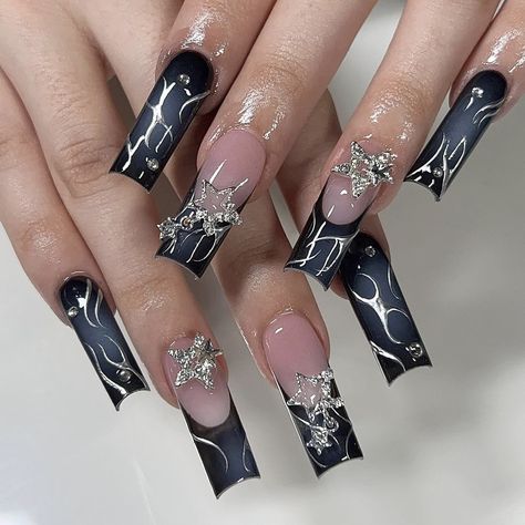 ig: nailsxomari Y2k Nails, Chrome Nails, Nails, Pins