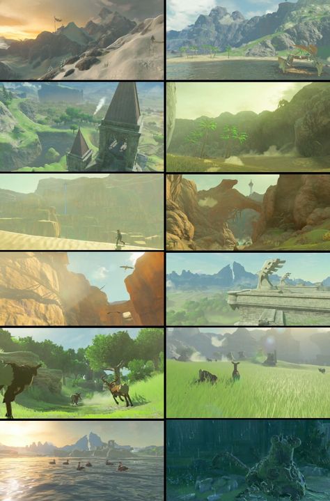 Landscaping scenes in The Legend of Zelda: Breath of the Wild Breath Of The Wild Landscape Art, Zelda Breath Of The Wild Landscape, Botw Scenery Screenshots, Botw Landscapes Screenshots, Breath Of The Wild Environment, Breath Of The Wild Scenery, Breath Of The Wild Landscape, Botw Scenery, Zelda Botw Fanart