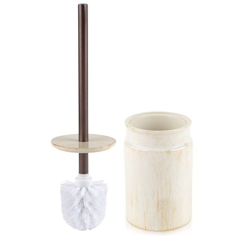 PRICES MAY VARY. Elevate Your Bath: Complete with a matching holder, this toilet cleaner brush turns a bathroom necessity into an eye-catching statement of taste. Farmhouse Beauty: You’ll love the serving of rustic charm. Lovely color meets subtle patterns to create a toilet brush set that spruces up your bath. Sturdy Design: A strong metal handle gives the bathroom cleaning brushes a touch of durability. This means sturdiness to withstand all that cleaning. Clean With Ease: Long, soft bristles Beige Toilet, Luxe Toilet, Preppy House, Clean Toilet Bowl, Toilet Bowl Brush, Toilet Brush Holder, Bathroom Necessities, Toilet Brushes And Holders, Rustic Luxe