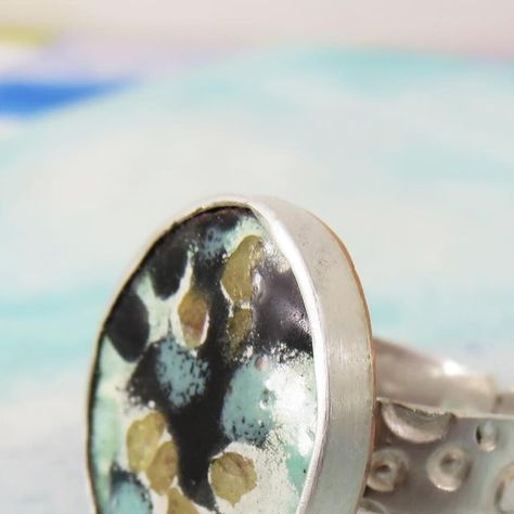 Justine Nettleton on Instagram: "I’ve been making rings. My hands are too dirty to demo them unfortunately (they are never fully clean). I love rings. Here’s one of them. #enamel #enameljewellery #rings #handmade #makersgonnamake #makers #uniquejewelry #unique #vitreousenamel #artjewellery" Powder Coating Jewelry, Making Rings, Vitreous Enamel, Love Rings, Rings Handmade, Enamel Jewelry, Love Ring, Powder Coating, Jewelry Art