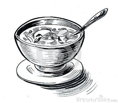 Bowl Of Soup Drawing, Soup Drawing, Soup Illustration, Draw So Cute, Soup Stock, White Drawing, Soup Dinner, Bowl Of Soup, Black And White Drawing