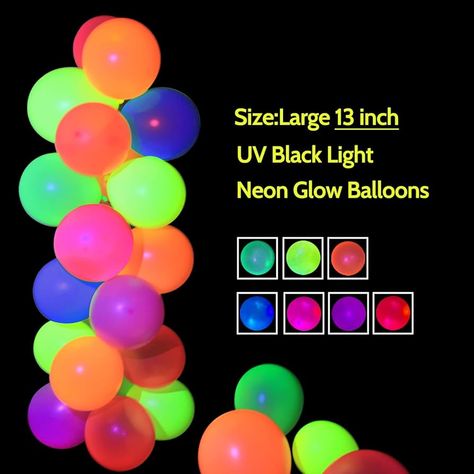 Amazon.com: 13 Inches Colored Neon Balloons UV Neon Party Decorations Glow in the Dark Party Supplies Glow Balloons Black Light Fluorescent Latex Neon Balloons Kids Birthday Party Decoration(60 Pack)… : Home & Kitchen Neon Party Decorations, Neon Party Supplies, Balloon Glow, Kids Birthday Party Decoration, Neon Party, Glow Party, Black Light, Balloon Decorations, Glow In The Dark