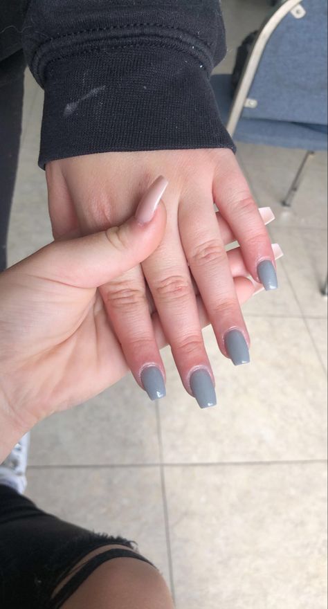 Dusty Blue Nails, Nails For Blue Dress, Wedding Day Nails, Solid Color Nails, Color Nails, Prom Nails, Blue Nails, Wedding Nails, Winter Nails