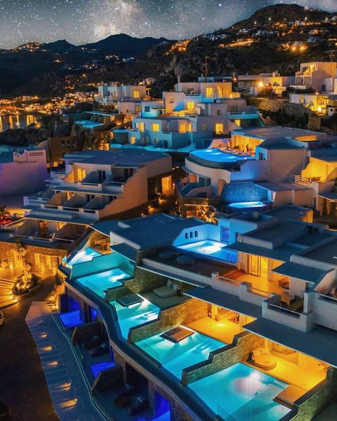 #AllofLuxurious #AllofGreece  Mykonos By Night ✨ ~ Mykonos, Greece 🇬🇷 By @cavotagoomykonos Photograph Cavo Tagoo, Cavo Tagoo Mykonos, Millionaire Homes, Home Luxury, Mykonos Greece, Santorini Greece, Vacation Places, Beautiful Places To Travel, Elba