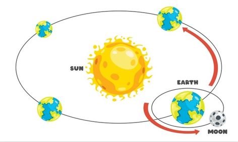 Movement of the earth and sun | Premium Vector #Freepik #vector #education #sun #globe #earth Recycle Sign, Sun Vector, Globe Earth, Space Icons, Different Planets, Solar System Planets, Happy Sun, Colorful Space, Line Art Design