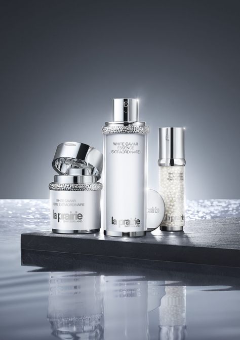 La Prairie’s White Caviar Essence Extraordinaire Reflects the Brilliance of Light – SURFACE La Prairie Skincare, Swiss Village, La Prairie, Boost Collagen Production, Beauty Products Photography, Flat Lay Photography, Light Reflection, Beauty Industry, Photography Branding