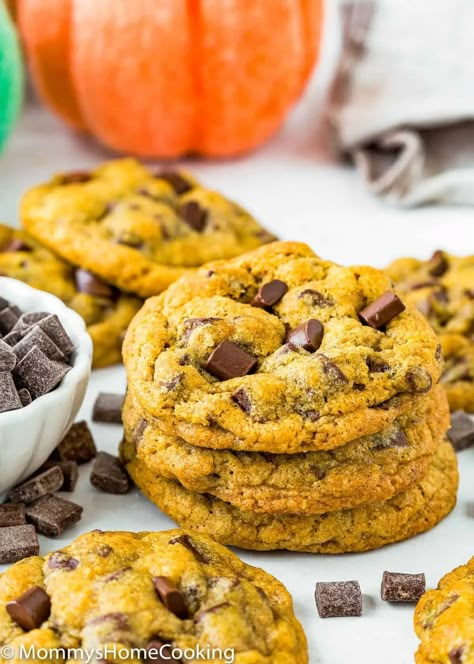 Sugar Spun Run, Eggless Cookies, Eggless Baking, Pumpkin Chocolate Chip Cookies, Pumpkin Chocolate Chip, Cookie Calories, Pumpkin Chocolate Chips, Funnel Cake, Pumpkin Flavor