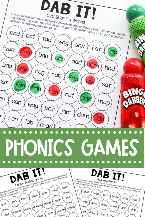 These phonics games are perfect for independent literacy centers. Students just love learning to read CVC words, words containing the magic e, consonant blends, digraphs, r controlled vowels and vowel teams! Patterns Activities, R Controlled Vowels Activities, Cvce Activities, R Controlled Vowels, Short Vowel Activities, Phonics Learning, Teaching Vowels, Digraphs Activities, Vowel Activities