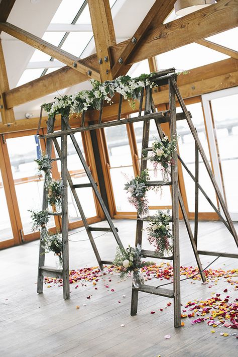 Ladder Wedding Arch, Ladder Wedding, Barwon Heads, Caravan Bar, One Day Bridal, Vintage Caravan, Blanket Ladder, Bridal Wedding Dress, Polka Dot Wedding