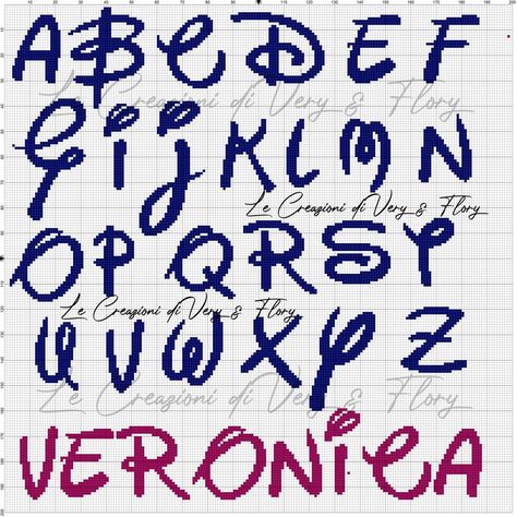 Seguimi su fb "Le Creazioni di Very e Flory" Hama Disney, Cross Stitch Numbers, Cross Stitch Alphabet Patterns, Cross Stitch Alphabet, Plastic Canvas Patterns, Canvas Patterns, Letter Patterns, Adele, Le Point