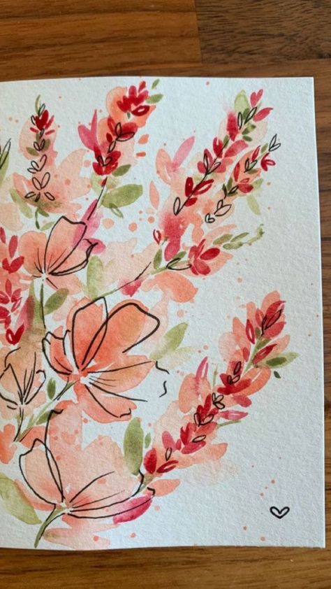 Flower Drawing Card Ideas, Mother’s Day Card Painting Ideas, Flower Drawing For Mothers Day, Mother Day Watercolor, Birthday Cards Watercolor Flowers, Mother Day Cards Watercolor, Diy Mothers Day Painting, Watercolour Flower Birthday Card, Mother’s Day Watercolor Ideas