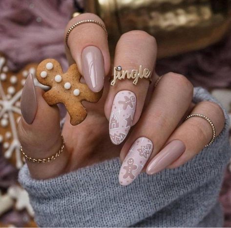 Cookies Nails, Cute Nails Designs, Makeup Nails Designs, December Nails, Red Christmas Nails, Christmas Gel Nails, Ombre Nail Designs, Kawaii Nails, Dipped Nails