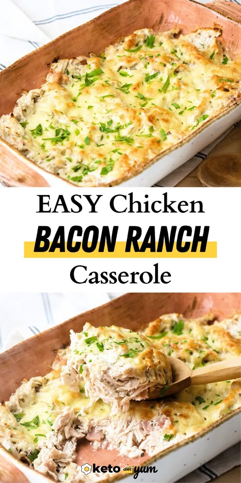 Keto Chicken Bacon Ranch Casserole Keto Chicken Bacon Ranch Casserole, Keto Chicken Bacon Ranch, Keto Chicken Bacon, Bacon Ranch Casserole, Low Carb Chicken Casserole, Ranch Casserole, Casserole Chicken, Chicken Bacon Ranch Casserole, Dinner Family