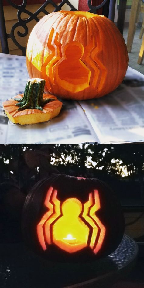 Jack O Lantern Spider, Spider Man Jack O Lantern, Easy Spiderman Pumpkin Carving, Pumpkin Carving Ideas Spiderman, Pumpkin Carving Spiderman, Spider Man Pumpkin Carving, Pumpkin Carving Marvel, Pumpkin Carving Ideas Marvel, Marvel Pumpkin Painting