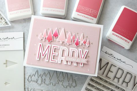 Introducing a brand new product line from Kristina Werner - CZ Design Kristina Werner, Tree Stencil, Artist Card, Scrapbook Tutorial, Concord And 9th, Christmas Messages, Christmas Holiday Cards, Christmas Makes, Holiday Catalog