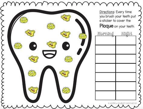 Toothbrush Sticker Chart Sticker Chart For Kids, Activity Chart, Healthy Habits For Kids, Dental Health Month, Social Emotional Learning Activities, Dental Kids, Sticker Chart, Chart For Kids, Fun Worksheets