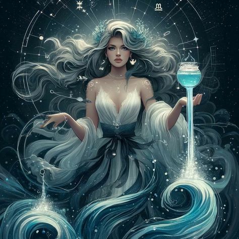 Aquarius Art Goddesses, Aquarius Mermaid, Aquarius Images, Zodiac Sign Aquarius, Aquarius Art, Aquarius Tattoo, Aquarius Sign, Aquarius Woman, Age Of Aquarius