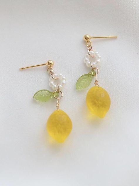 Discover the best minimalist jewelry on Amazon, perfect for all styles. Cute Charm Earrings, Kawaii Lemon, Lemon Earrings, Ear Clips, Earrings Ear, Funky Jewelry, Fancy Jewelry, Girly Jewelry, Everyday Items