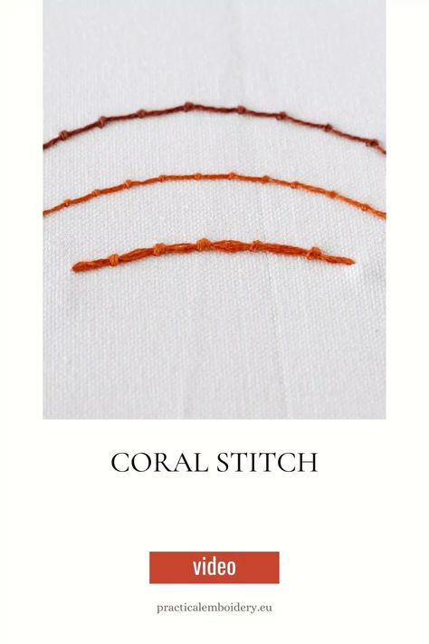 Coral Stitch embroidery Video tutorial Coral Stitch Embroidery, German Knot Stitch, Practical Embroidery, Embroidery Coral, Embroider Letters, Coral Stitch, Embroidery Video, Etsy Embroidery, Stitch Guide