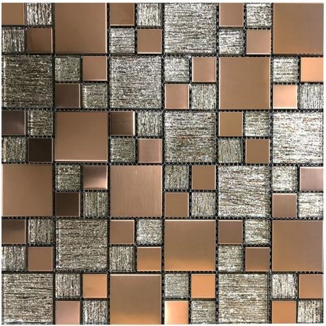 Copper Mosaic Tile, 1930s Home Decor, Wood And Mirror, Shower Rooms, Mirror Tile, Copper Mosaic, Kitchen Splashbacks, Spa Shower, Mosaic Wall Tiles